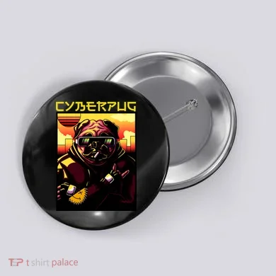 Cyberpug Parody Pug Dog Cyber Punk Button