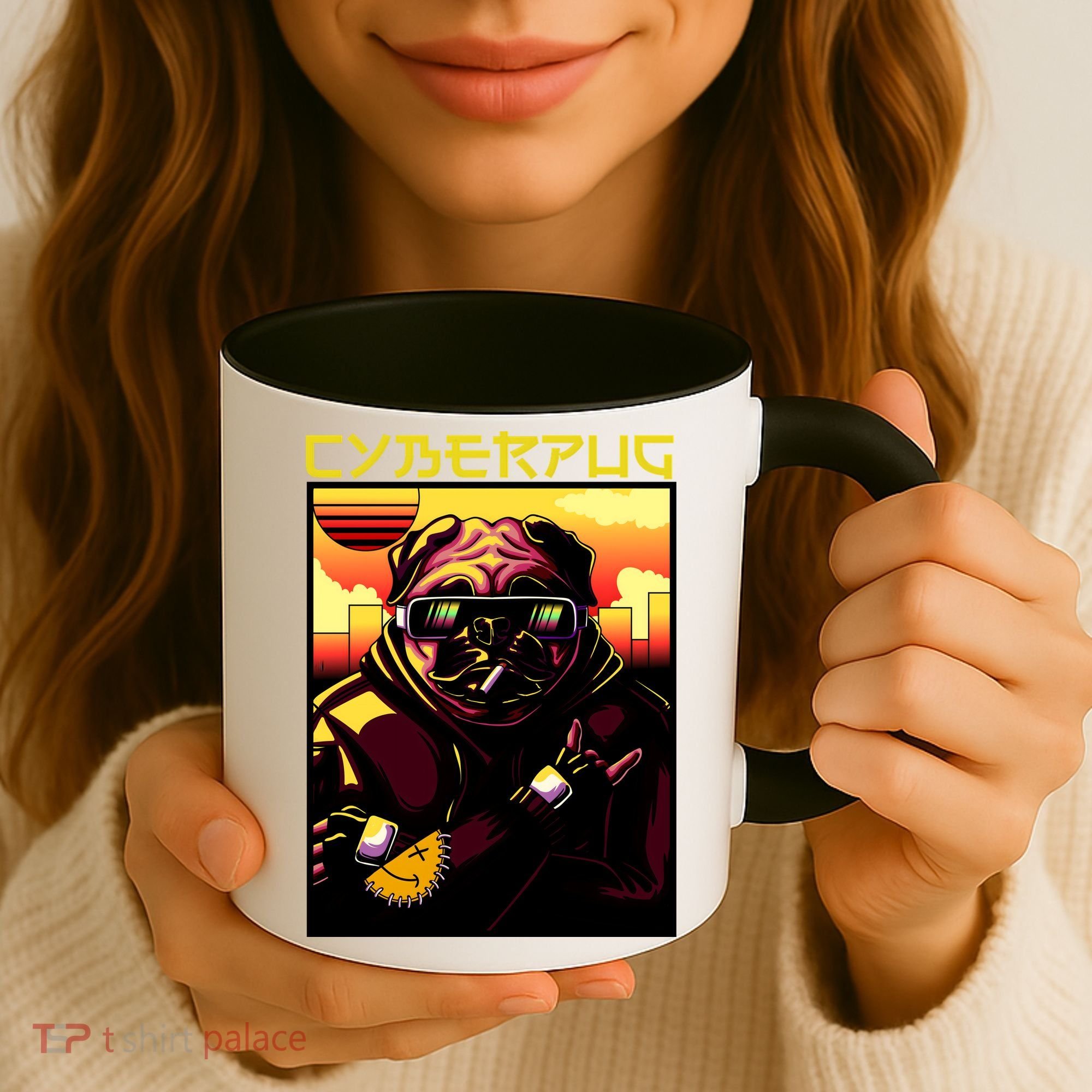 Cyberpug Parody Pug Dog Cyber Punk Coffee Mug