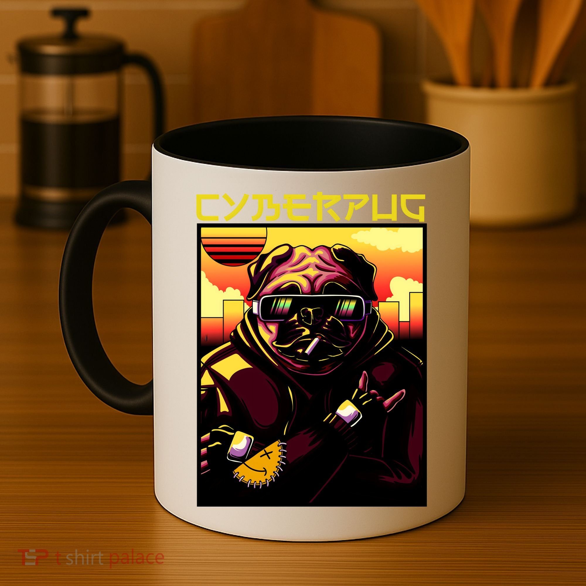 Cyberpug Parody Pug Dog Cyber Punk Coffee Mug