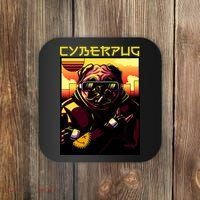 Cyberpug Parody Pug Dog Cyber Punk Coaster thumb 0