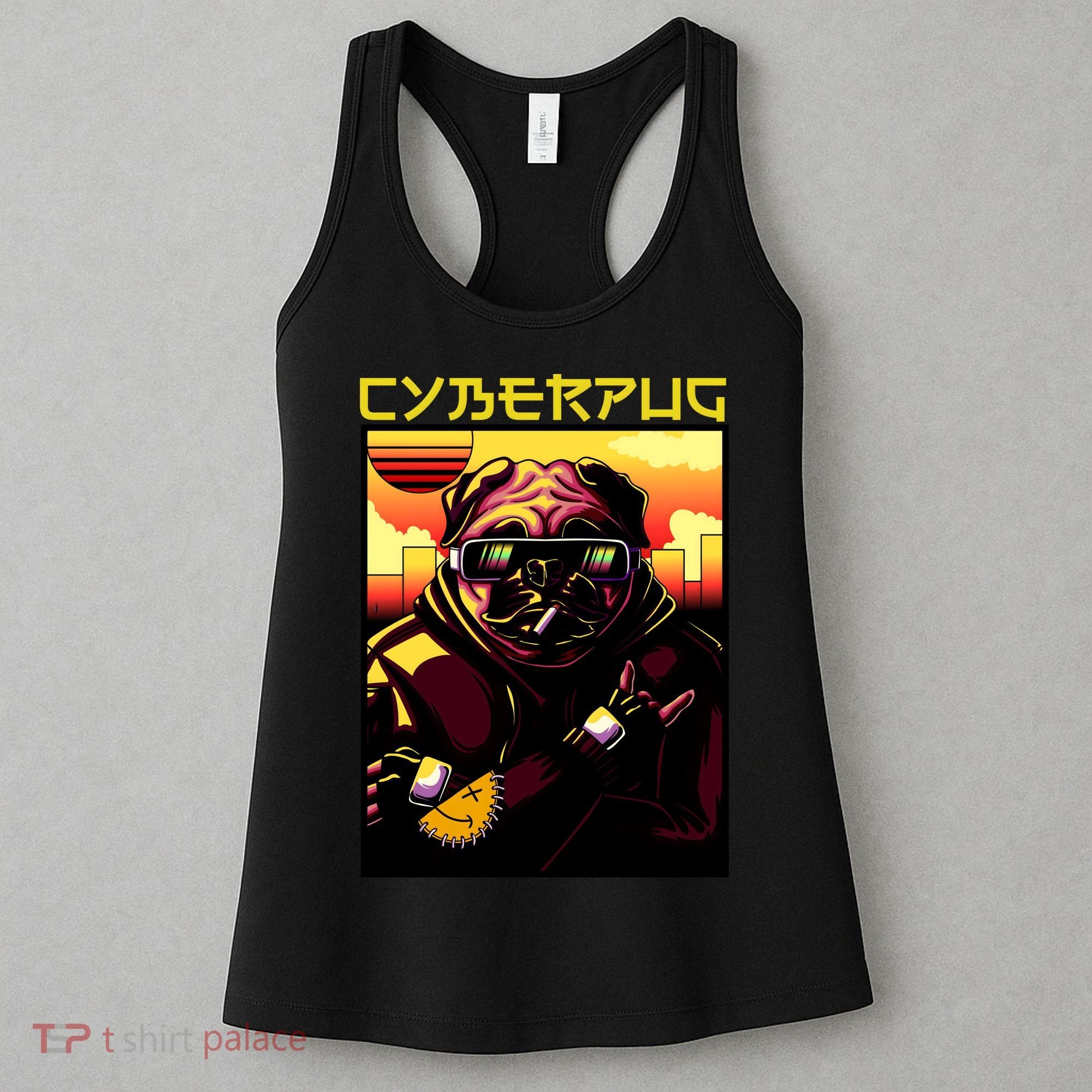 Cyberpug Parody Pug Dog Cyber Punk Women's Tank Top