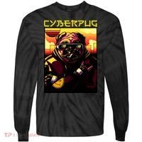Cyberpug Parody Pug Dog Cyber Punk Tie-Dye Long Sleeve Shirt thumb 0