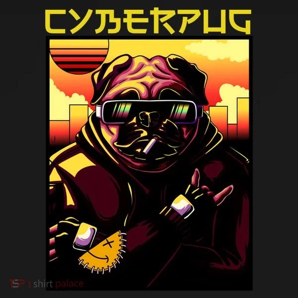 Cyberpug Parody Pug Dog Cyber Punk Women's Long Sleeve Shirt