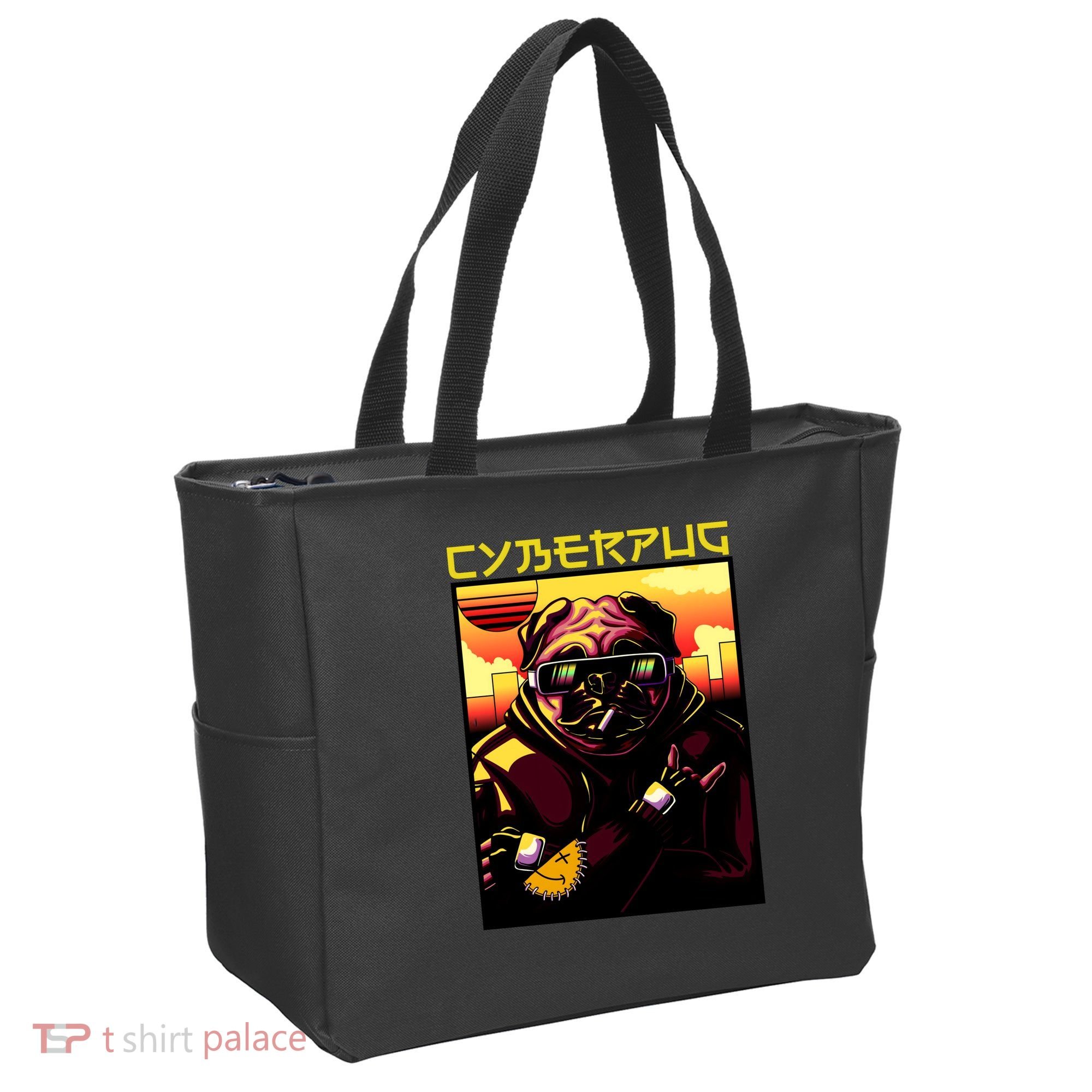 Cyberpug Parody Pug Dog Cyber Punk Tote Bag