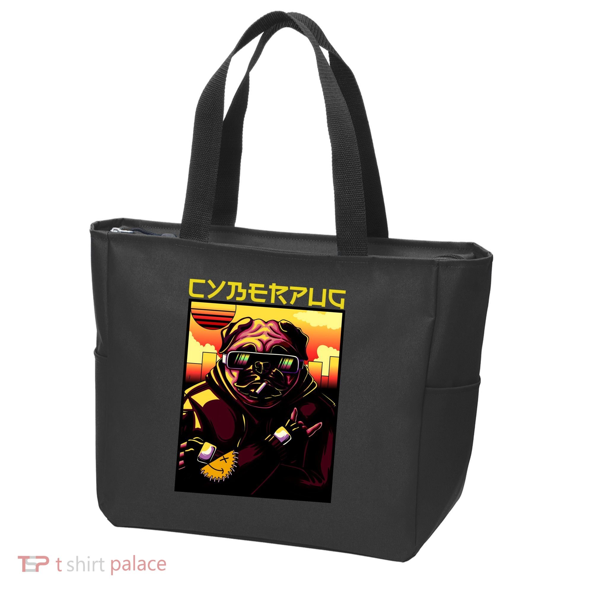 Cyberpug Parody Pug Dog Cyber Punk Tote Bag