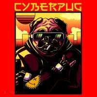 Cyberpug Parody Pug Dog Cyber Punk Santa Hat thumb 1