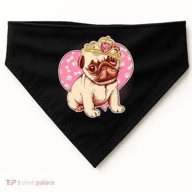 Cute Princess Pug Dog USA-Made Doggie Bandana