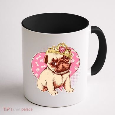 Cute Princess Pug Dog Coffee Mug back