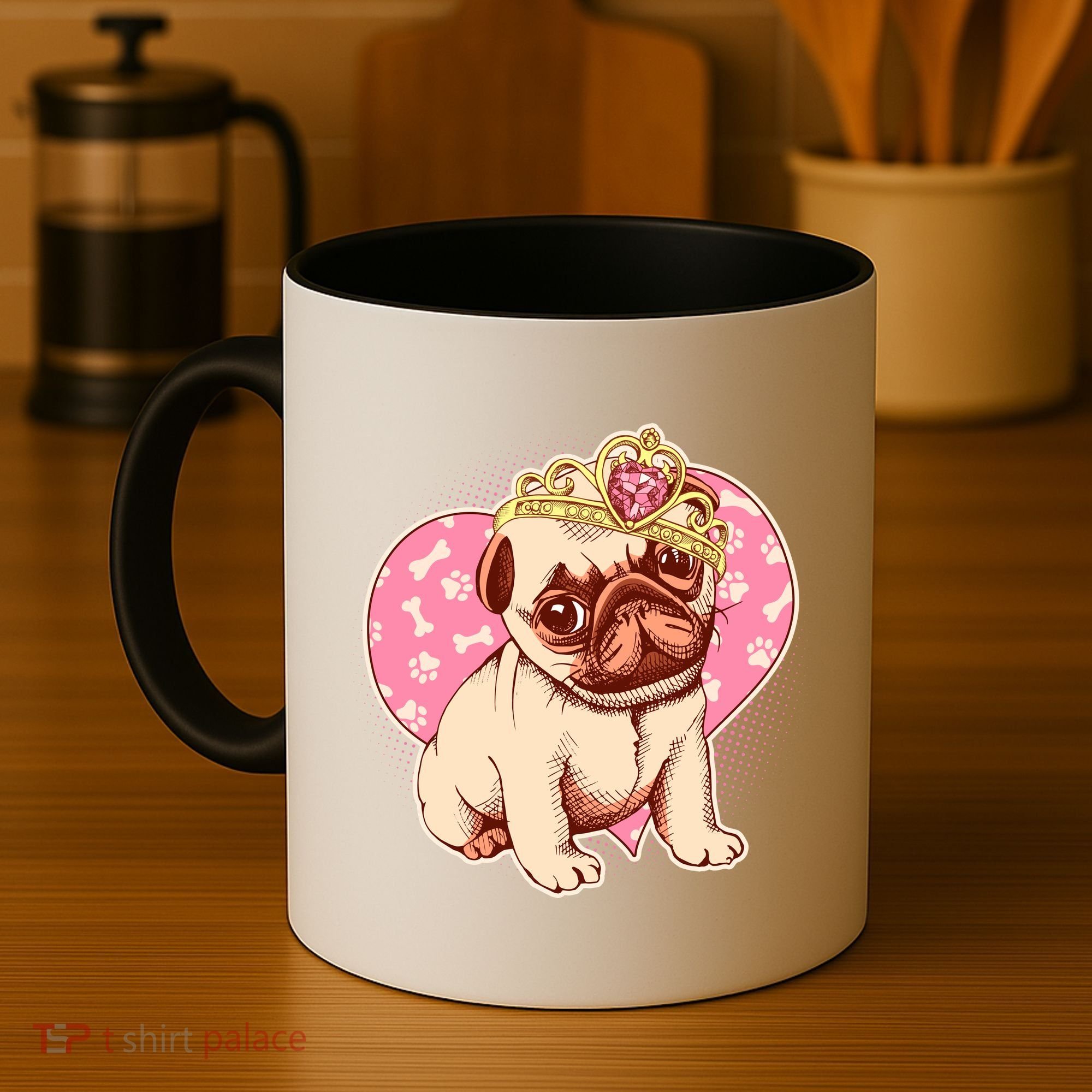 Cute Princess Pug Dog Coffee Mug