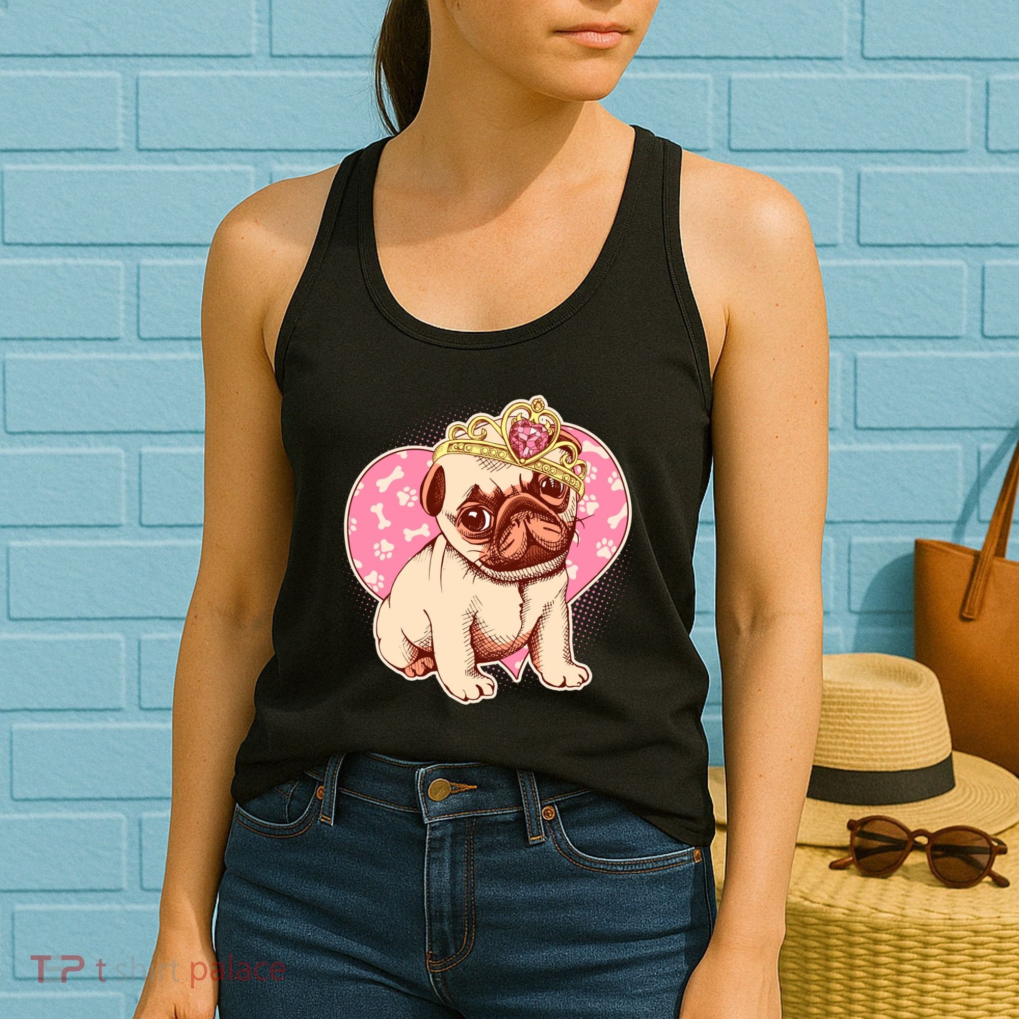 Cute Princess Pug Dog Women's Tank Top