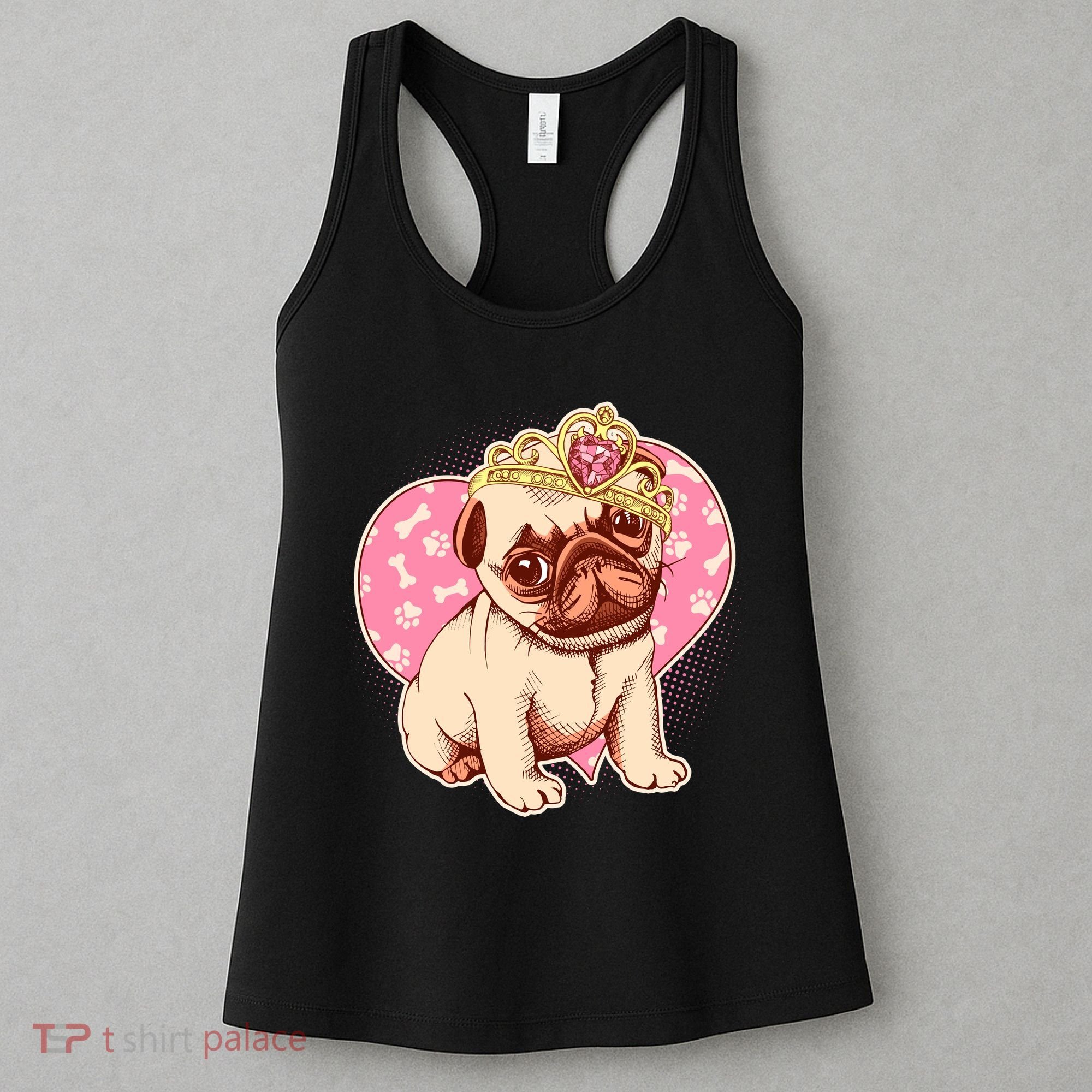 Cute Princess Pug Dog Women's Tank Top