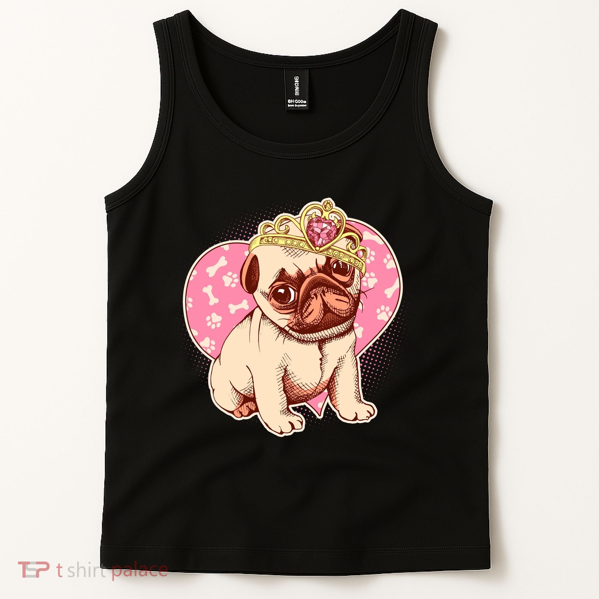 Cute Princess Pug Dog Tank Top