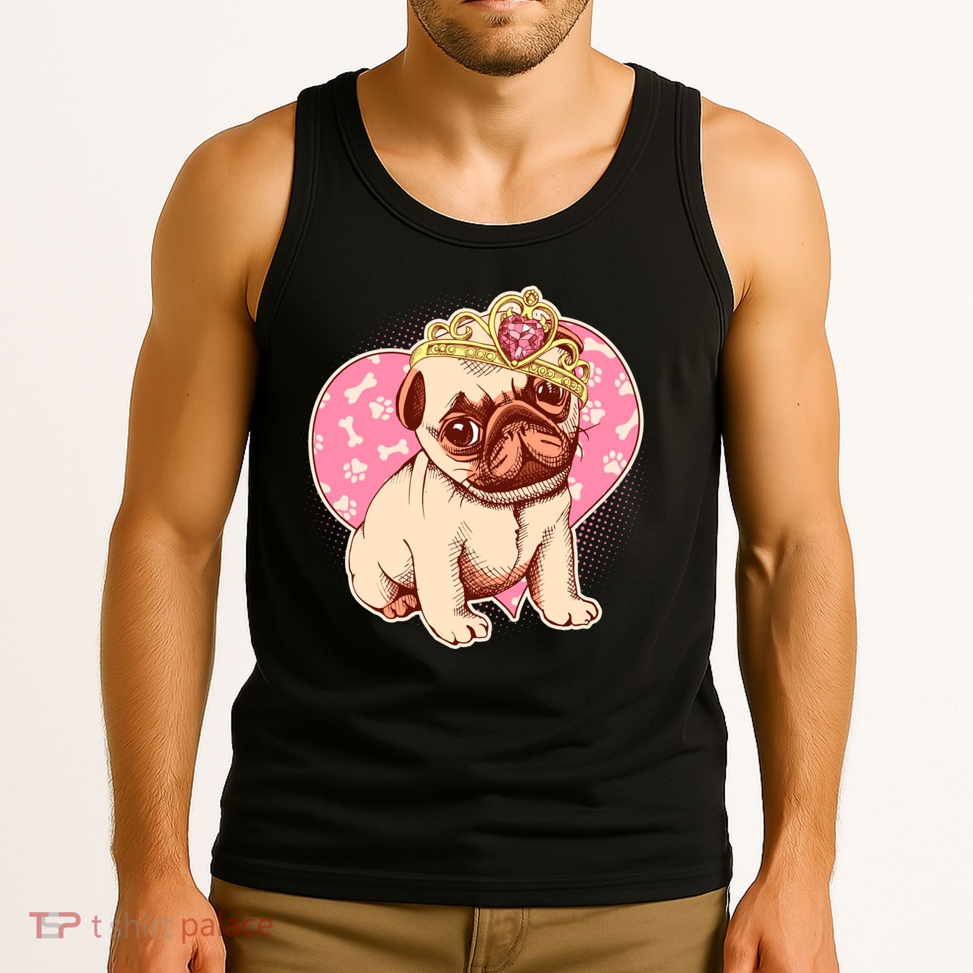 Cute Princess Pug Dog Tank Top