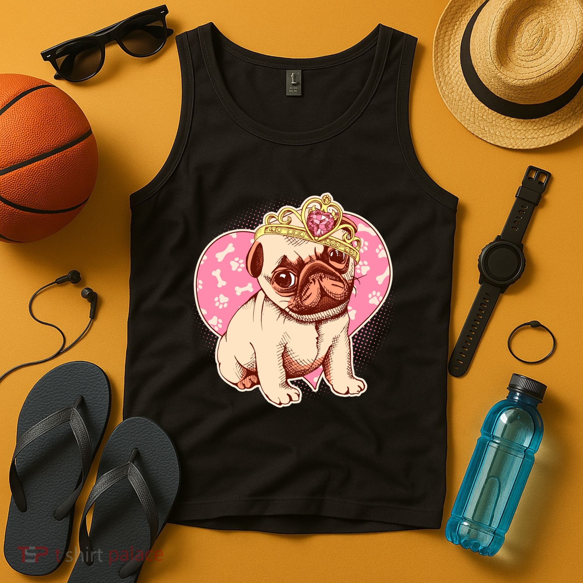 Cute Princess Pug Dog Tank Top