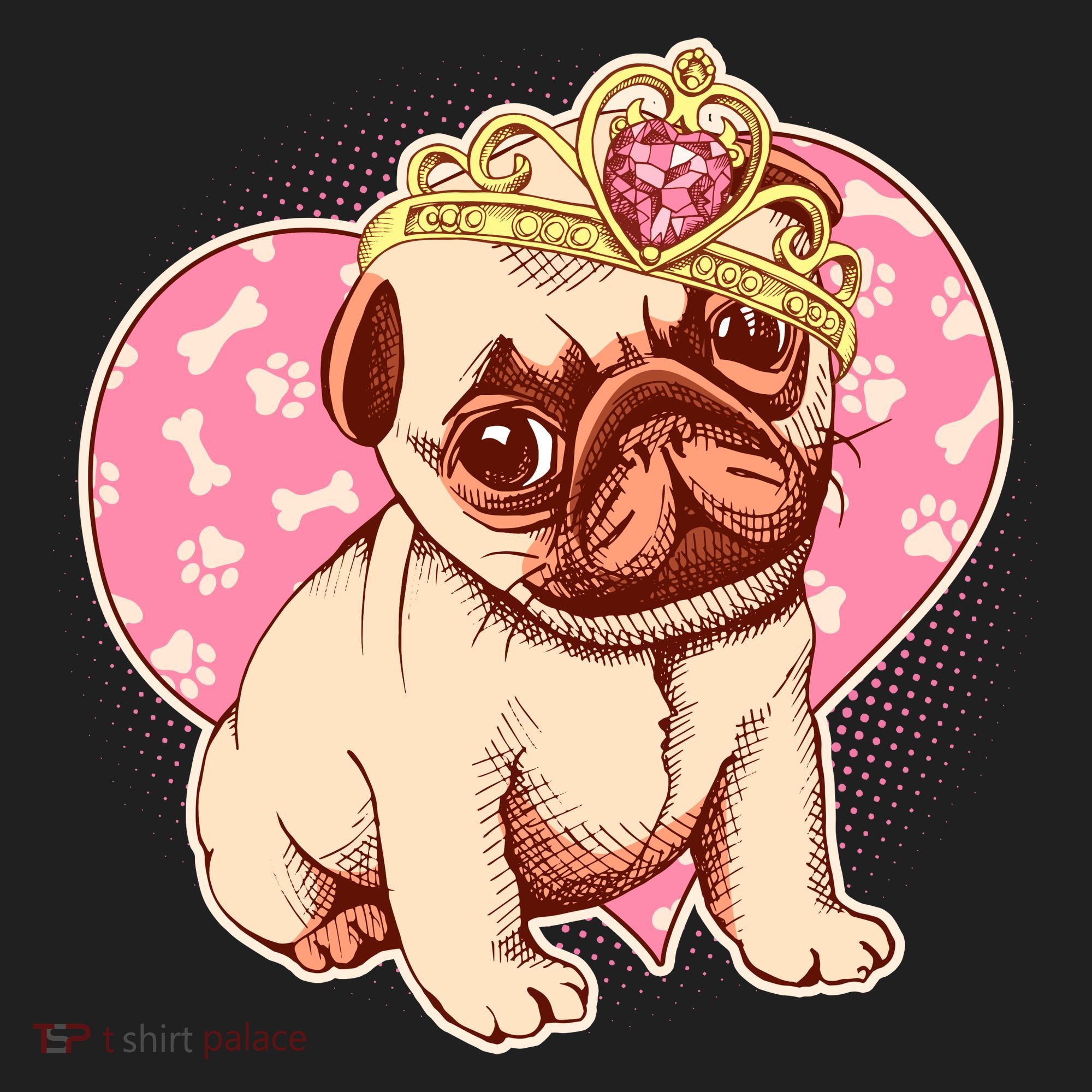 Cute Princess Pug Dog Golf Towel