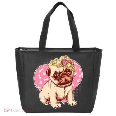 Cute Princess Pug Dog Tote Bag