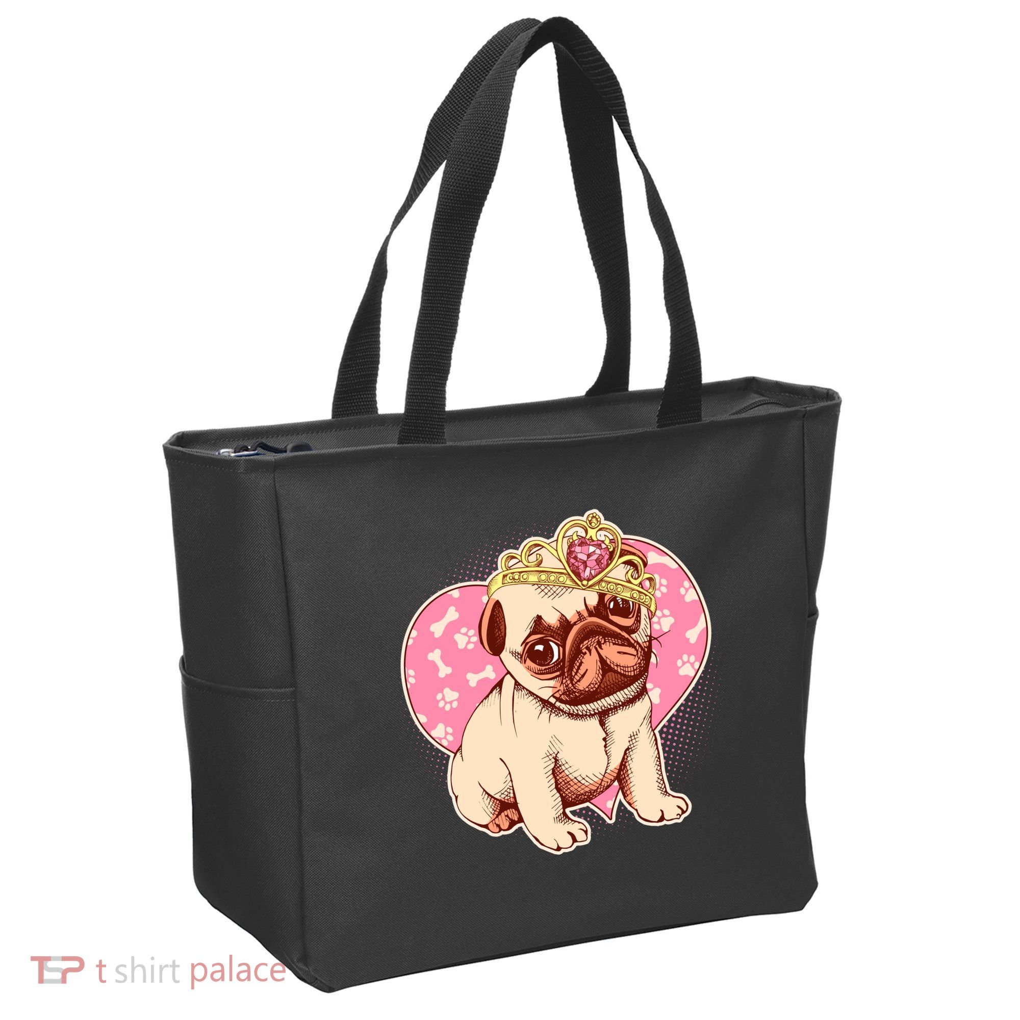 Cute Princess Pug Dog Tote Bag