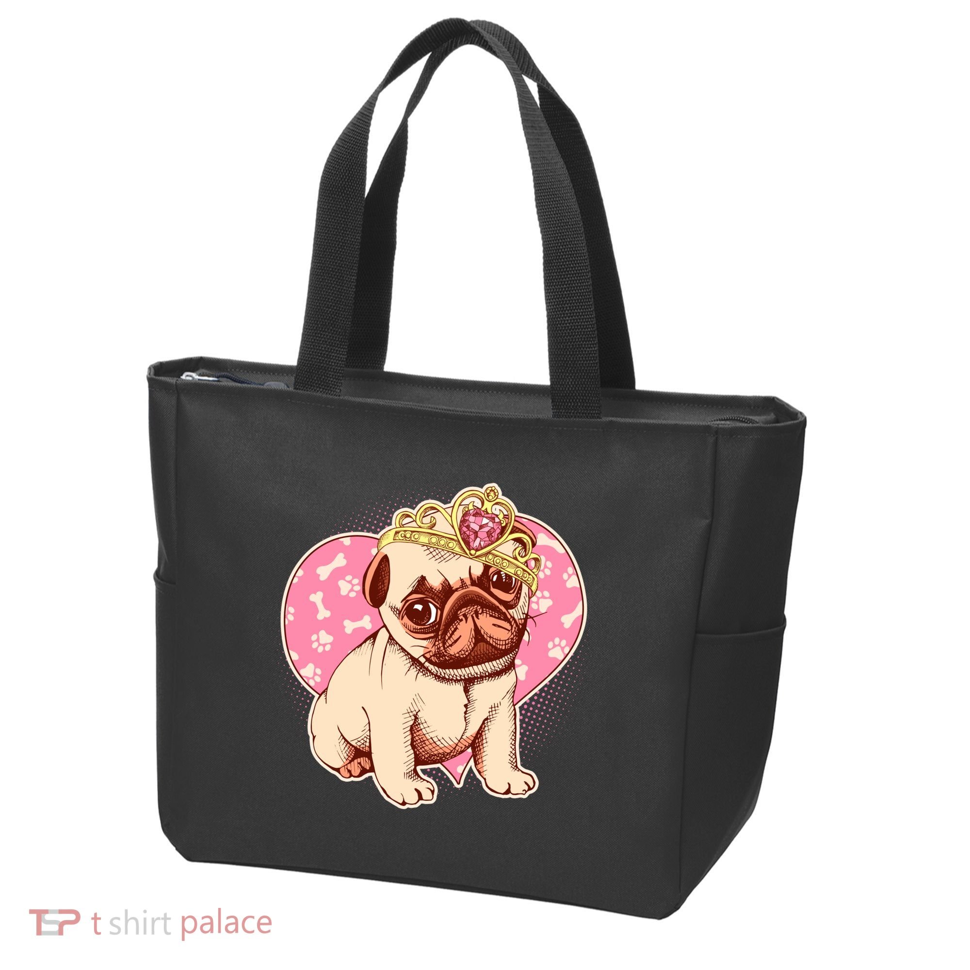 Cute Princess Pug Dog Tote Bag