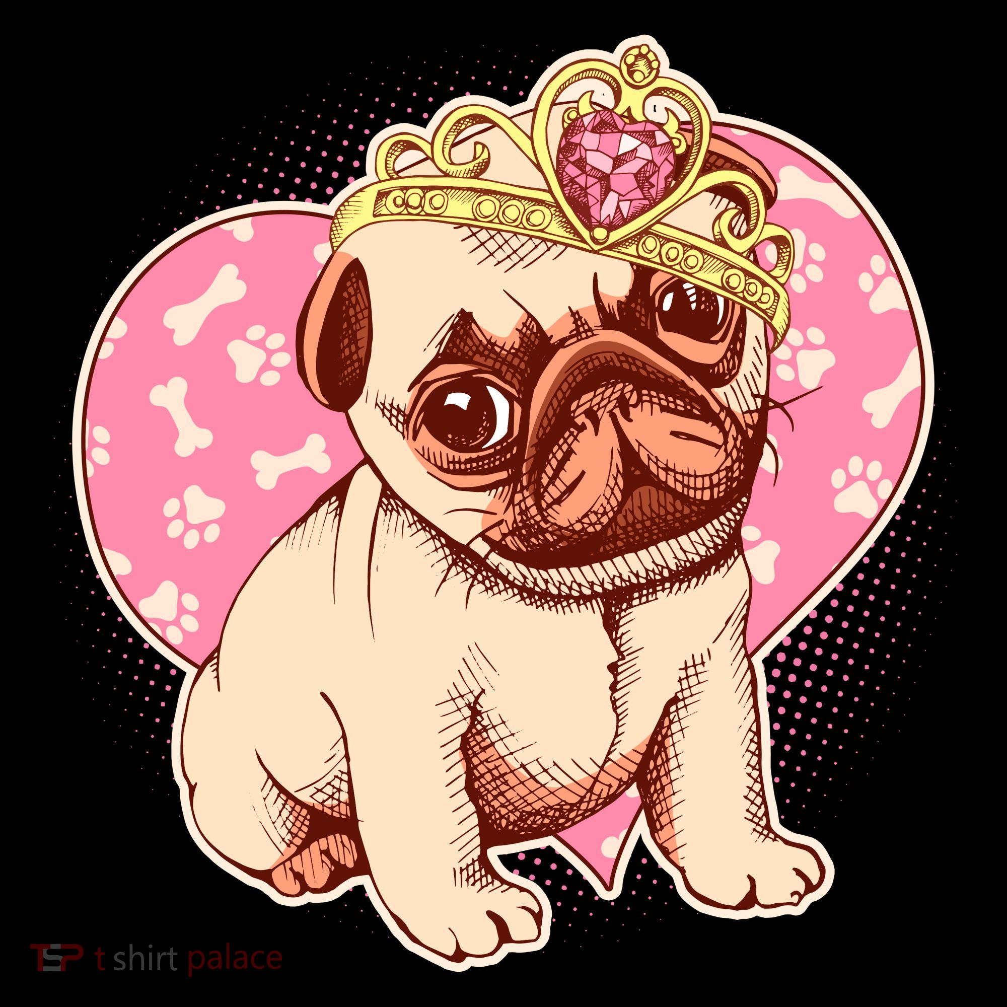 Cute Princess Pug Dog Tote Bag