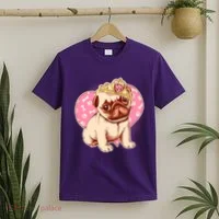 Cute Princess Pug Dog T-Shirt thumb 2