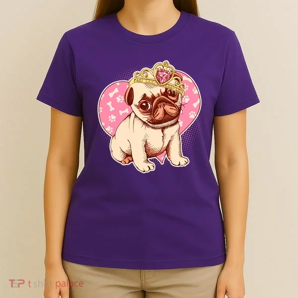 Cute Princess Pug Dog T-Shirt