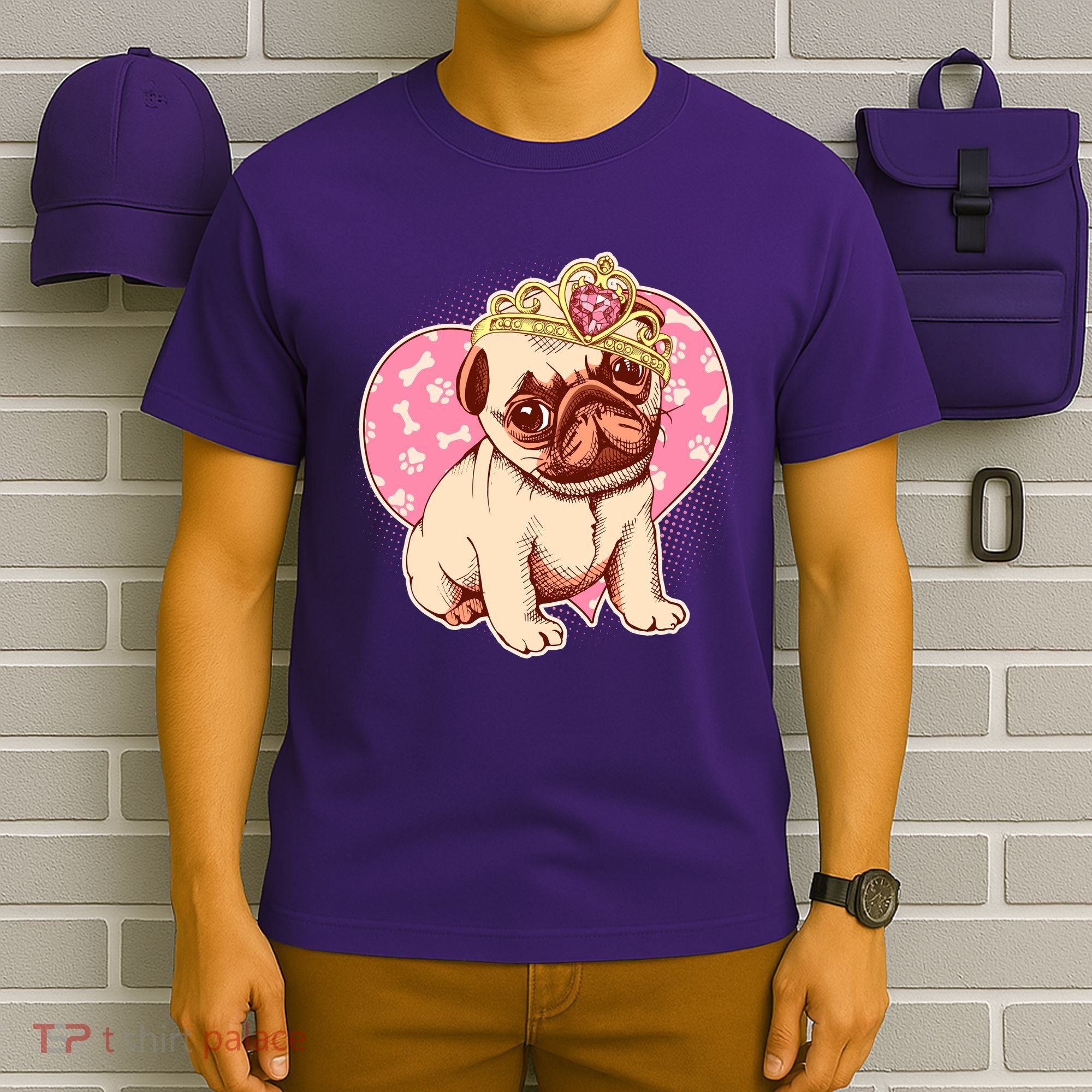 Cute Princess Pug Dog T-Shirt