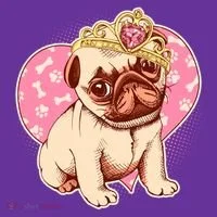 Cute Princess Pug Dog T-Shirt thumb 7
