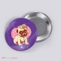 Cute Princess Pug Dog Button thumb 0