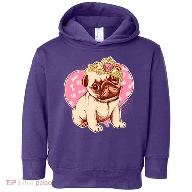 Cute Princess Pug Dog Toddler Hoodie