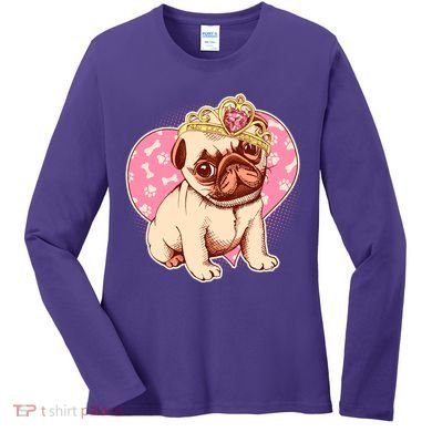 Cute Princess Pug Dog Women's Long Sleeve Shirt