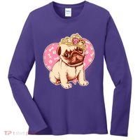 Cute Princess Pug Dog Women's Long Sleeve Shirt thumb 0
