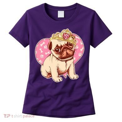 Cute Princess Pug Dog Women's T-Shirt