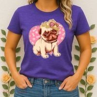 Cute Princess Pug Dog Women's T-Shirt thumb 2