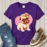Cute Princess Pug Dog Women's T-Shirt thumb 3