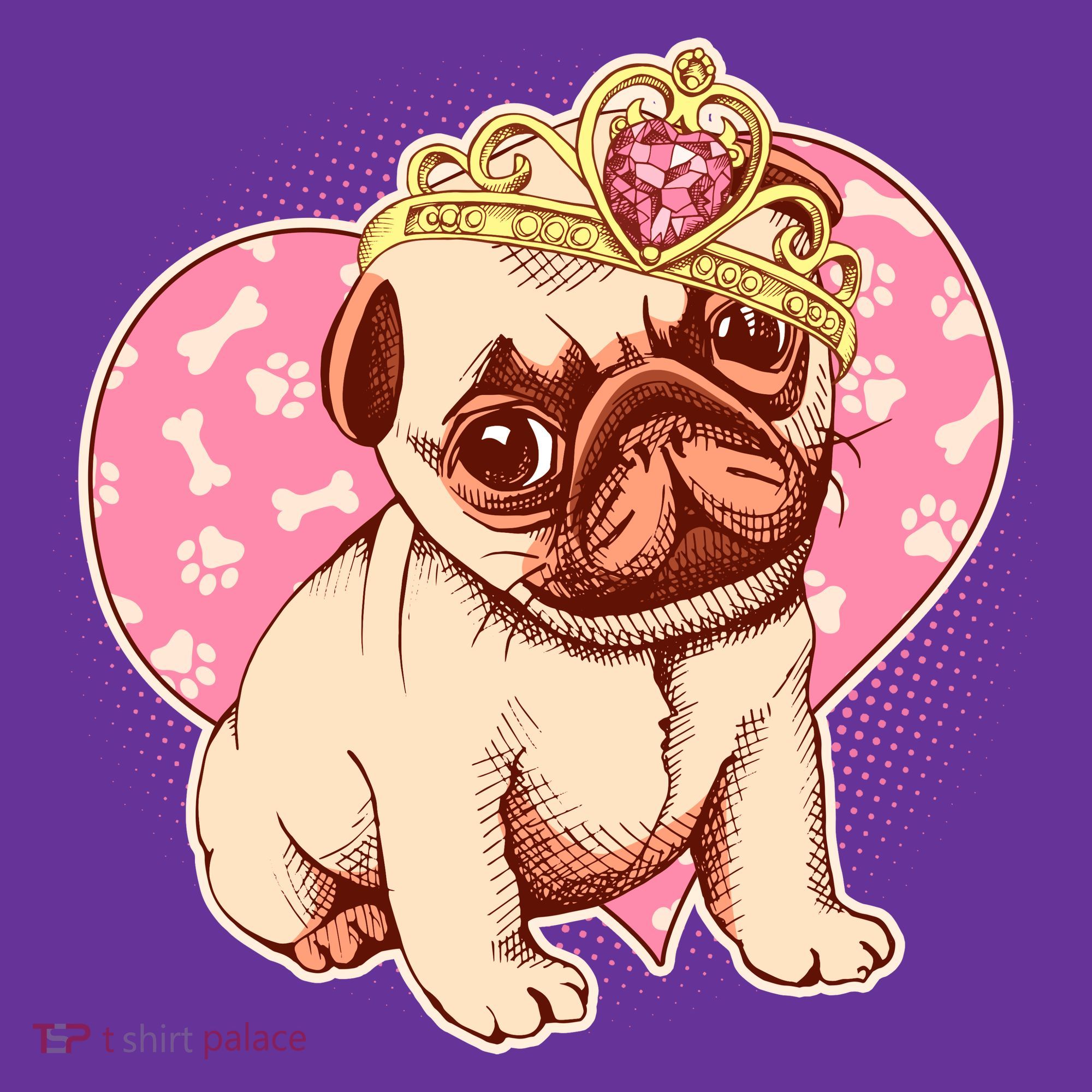 Cute Princess Pug Dog Women's T-Shirt