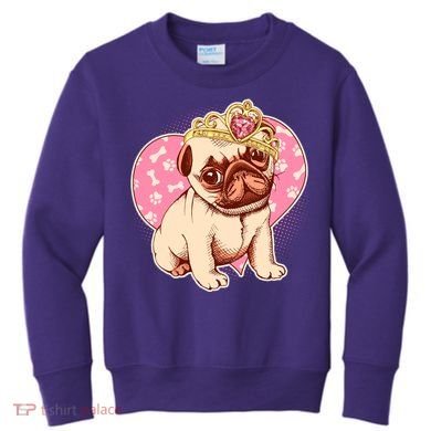 Cute Princess Pug Dog Kids Sweatshirt