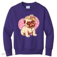 Cute Princess Pug Dog Kids Sweatshirt thumb 0