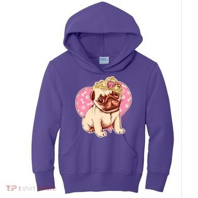 Cute Princess Pug Dog Kids Hoodie
