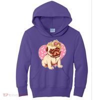 Cute Princess Pug Dog Kids Hoodie thumb 0