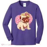 Cute Princess Pug Dog Kids Long Sleeve Shirt thumb 0