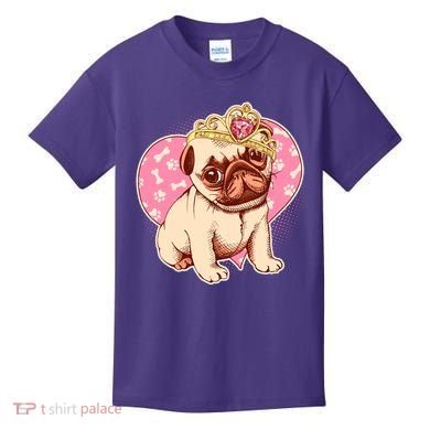 Cute Princess Pug Dog Kids T-Shirt