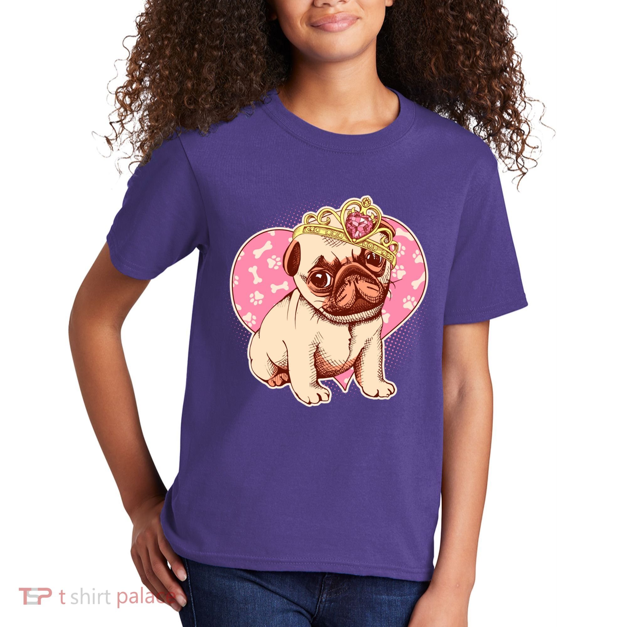 Cute Princess Pug Dog Kids T-Shirt