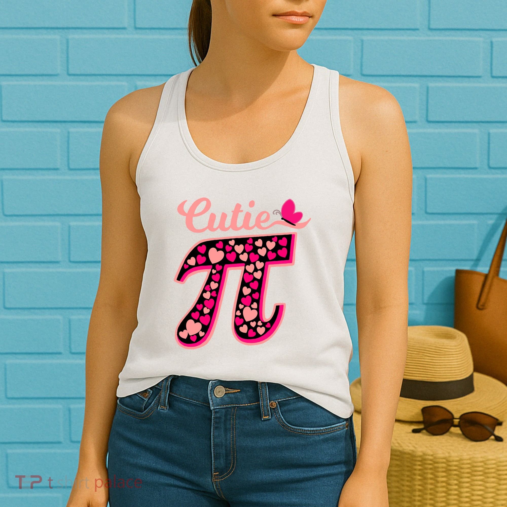Cutie Pie Pie Day Shirt Butterfly And Hearts Women's Tank Top