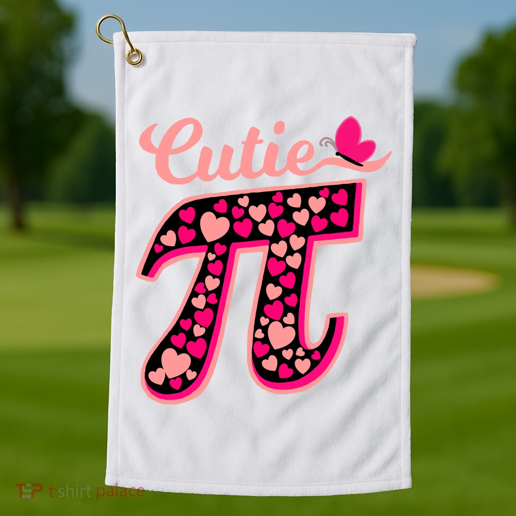 Cutie Pie Pie Day Shirt Butterfly And Hearts Golf Towel