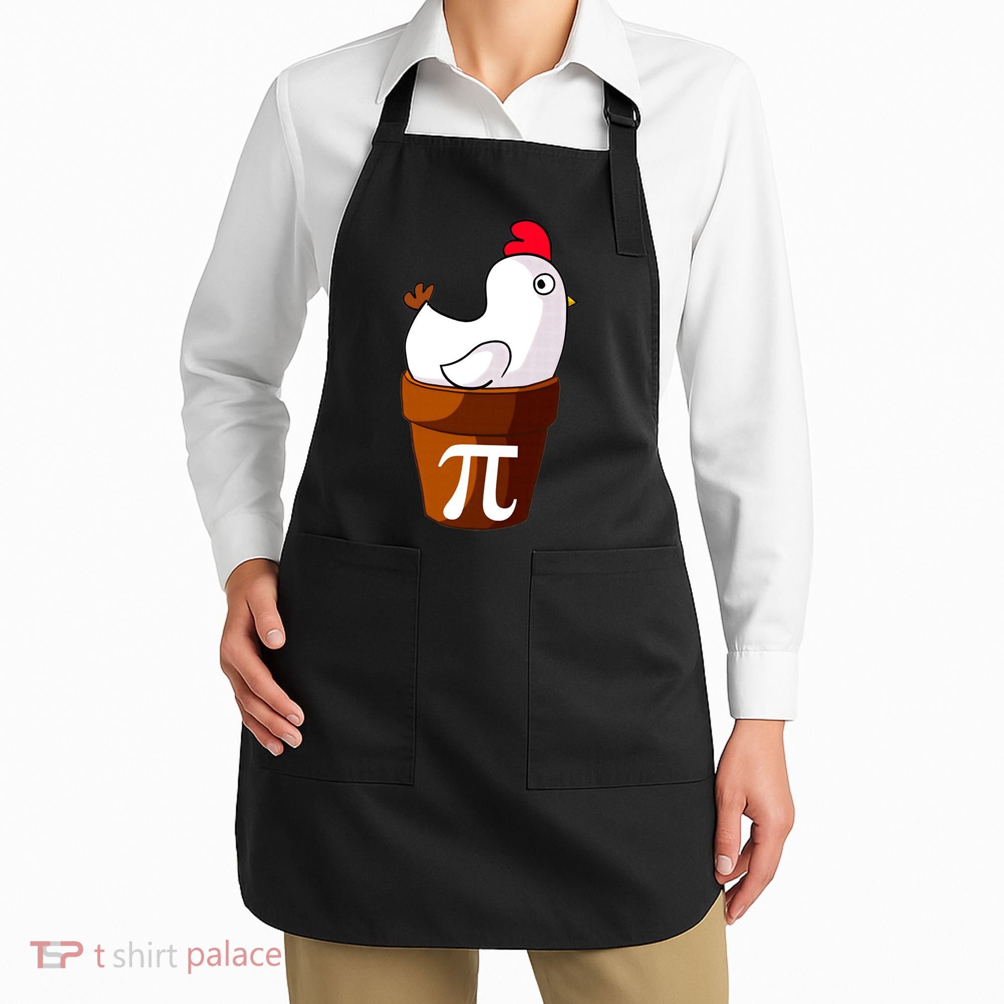 Chicken Pot Pi Funny Pie Day Cartoon Chicken Pot Pi Apron