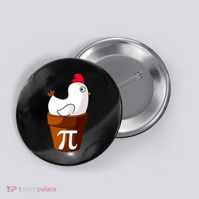 Chicken Pot Pi Funny Pie Day Cartoon Chicken Pot Pi Button
