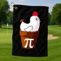 Chicken Pot Pi Funny Pie Day Cartoon Chicken Pot Pi Golf Towel thumb 1