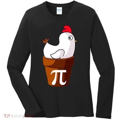 Chicken Pot Pi Funny Pie Day Cartoon Chicken Pot Pi Women's Long Sleeve Shirt