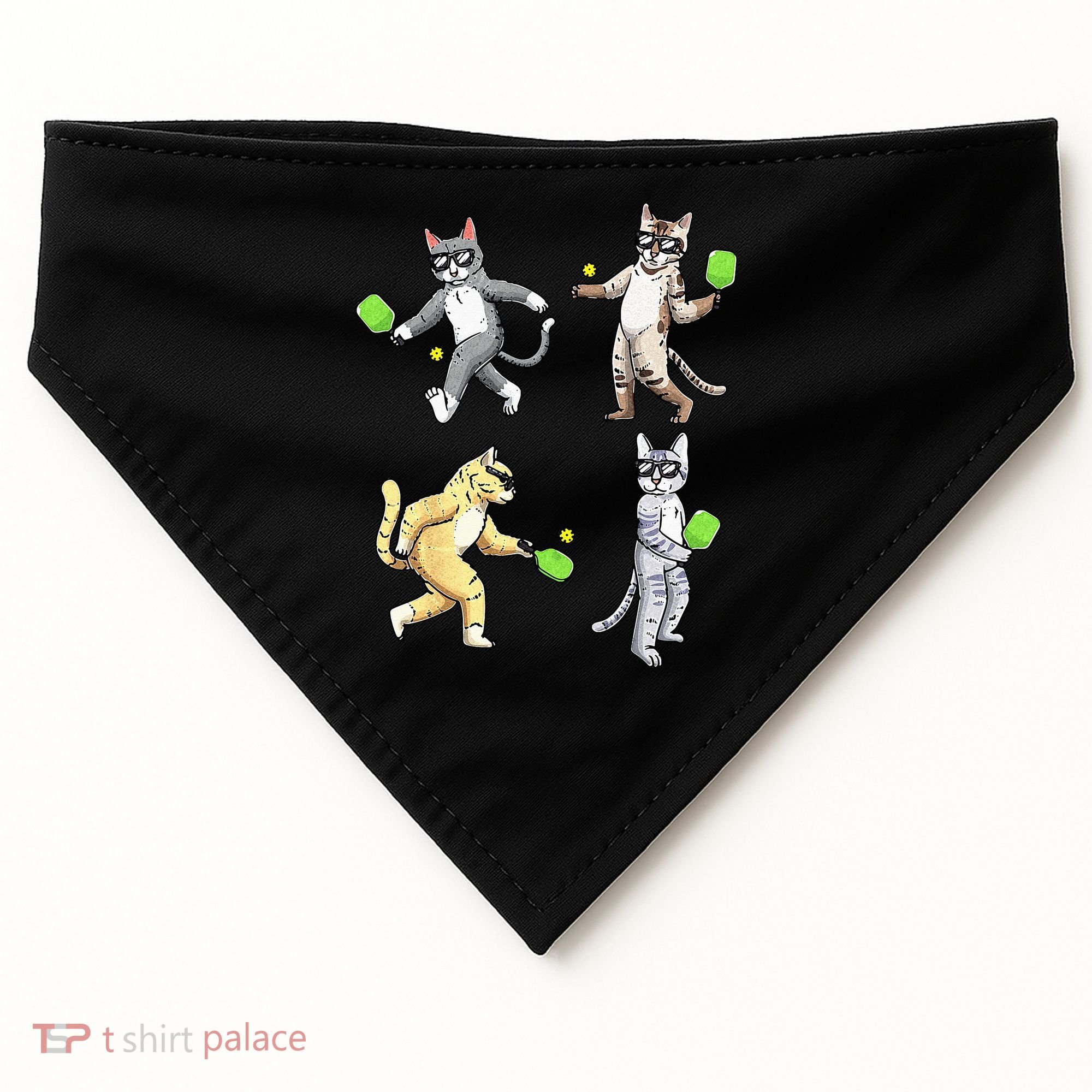 Cats Playing Pickleball USA-Made Doggie Bandana