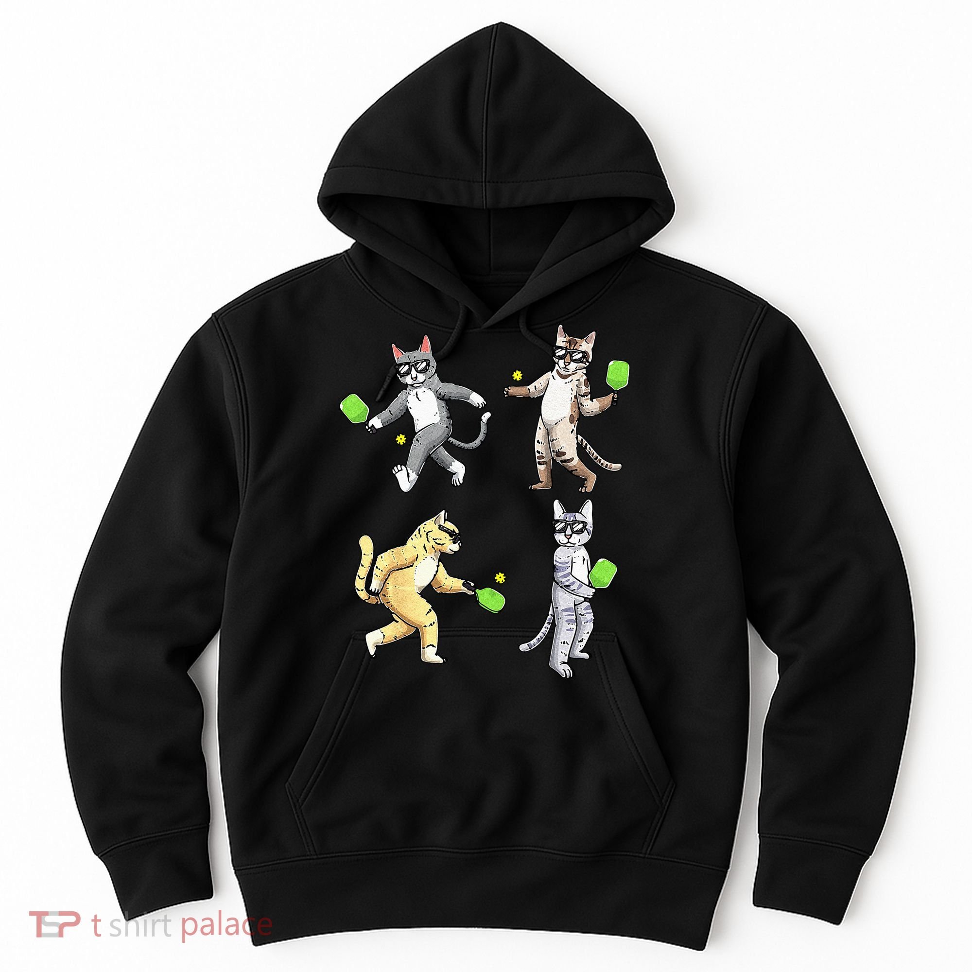 Cats Playing Pickleball Hoodie